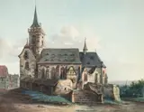Franz Schütz, THE CHURCH OF OBERURSEL, Pen and watercolour