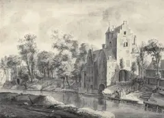 Antonie Waterloo, THE PELCUS GATE NEAR UTRECHT, Ink and brush and grey ink over chalk in black, was