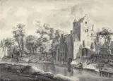 Antonie Waterloo, THE PELCUS GATE NEAR UTRECHT, Ink and brush and grey ink over chalk in black, was