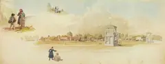 Georg Balder, THE RACE TRACK NEAR MOSCOW, Pencil and watercoloure