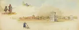 Georg Balder, THE RACE TRACK NEAR MOSCOW, Pencil and watercoloure