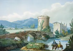 Johan Bravo, THE BRDGE OF LUCARNO OVER THE RIVER ANYO, Watercolour