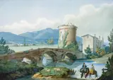 Johan Bravo, THE BRDGE OF LUCARNO OVER THE RIVER ANYO, Watercolour