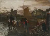Gregor von Bochmann, LANDCAPE WITH PEASANTS AT A CANAL