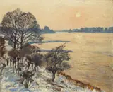 Max Clarenbach, SUNNY WINTERDAY AT THE RIVER RHINE