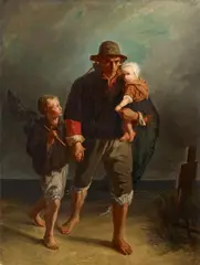 Jozef Israëls, PASSING MOTHER´S TOMB, Oil on canvas