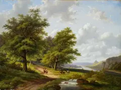 Jan Evert Morel, LANDSCAPE AT THE RIVER MAAS, Oil on canvas