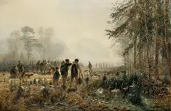 Hugo Mühlig, AFTER THE DEER HUNT, Oil on canvas