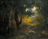 László Paál, WOODED LANDSCAPE, Oil on panel
