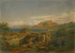 SOUTHERN LANDSCAPE by Eduard Wilhelm Pose, Oil on cardboard, sold Nov 2008
