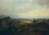 Eduard Schleich the Elder, MOUNTAIN LANDSCAPE, Oil on canvas