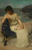 Otto Scholderer, AT THE SEA, Oil on canvas (relined)