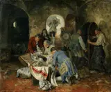 Carl Seiler, THE GARNSIHMENT OF THE WIDOW, Oil on panel