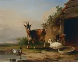 Eugène Verboeckhoven, GOATS IN FRONT OF A BARN
