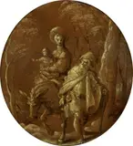 zugeschrieben Polidoro da Caravaggio, HEILIGE FAMILIE AUF DER FLUCHT NACH ÄGYPTEN., Öl auf Holz..