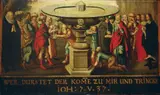 German School, SZENE AUS DEM NEUEN TESTAMENT., Öl auf Holz