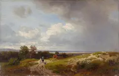 Philipp Röth, REITER MIT ZWEI PFERDEN IN LANDSCHAFT., Signiert und datiert unten links: Ph. Röth 76 München. Öl auf Leinwand