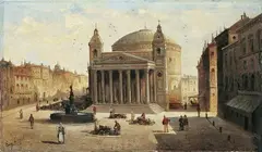 August von Siegen, DAS PANTHEON IN ROM., Signiert unten links: Aug. Siegen. Öl auf Holz