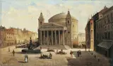 August von Siegen, DAS PANTHEON IN ROM., Signiert unten links: Aug. Siegen. Öl auf Holz