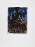 Georg Baselitz, Pferd und Huhn, 1986, Original-Radierung (Kaltnadel) über vom Künstler aquarelliertem Grund. Auf Rives-Velin