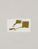 Joseph Beuys, Skulptur aus Gold. Vogel. Zelt und Lichtstrahl. Blitz und Bienenkönigin, 1980, 4 farbige Graphiken (Aquatinta und Lithographie auf unterschiedlichen dünnen Papieren, aufgewalzt auf Arches-Verlin