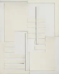 # 1 by Adolf Fleischmann, Collage aus glatten weißen Kartonstreifen und elfenbeinfarbenem Velin, sold May 2008