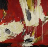 Dietrich Gnüchtel, Ohne Titel (Körper auf Rot), 2005, Mischtechnik auf Leinwand