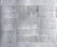 Walter Leblanc, Ohne Titel, 1961, Sand mit Silberfarbe überarbeitet auf Karton