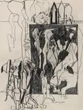 Hermann-Josef Mispelbaum, Kleines Weltbild, 1985, Bleistift auf chamoisfarbenem Zeichenpapier mit perforiertem Oberrand