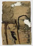 Emil Schumacher, Ohne Titel, 1978, Acryl, Gouache, Tusche und Ölkriede auf zwei übereinander montierten knittrigen Packpapieren mit unregelmäßig verlaufenden Ränder