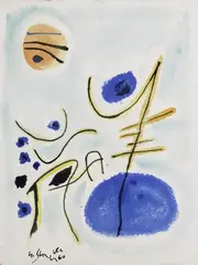 Gustave Singier, Ohne Titel, 1960, Aquarell und Tusche auf schwerem chamoisfarbenen Velin
