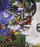 Helmut Sturm, Ohne Titel, 1964, Öl und Papier collagiert auf Leinwand