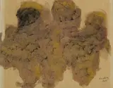 Mark Tobey, Ohne Titel, 1967, Aquarell auf braunem Papier