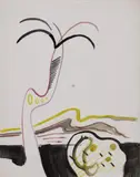 Ohne Titel (Palme) by Sigmar Polke, Gouache und Tusche auf Papier, sold May 2008