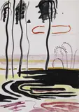 Ohne Titel (Landschaft mit schwarzen Palmen) by Sigmar Polke, Gouache, Aquarell und Tusche auf Papier, sold May 2008