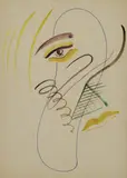 Sigmar Polke, Ohne Titel (Mit Auge), Aquarell und Filzschreiber auf Papier