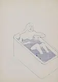 Ohne Titel (Frau in Badewanne) by Sigmar Polke, Blauer Kugelschreiber auf Papier, sold May 2008