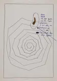 Sigmar Polke, Ohne Titel (Dieser Fleck ist viel später ...), Bleistift, Filzschreiber und "Fleck" auf Papier
