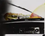 Ohne Titel (Windschutzscheibe und Autoradio) by Sigmar Polke, Schwarz-weiß Photographie mit Aquarell überarbeitet, sold May 2008