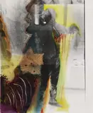 Ohne Titel by Sigmar Polke, Schwarz-weiß-Photographie farbig überarbeitet, sold May 2008