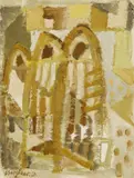 Eduard Bargheer, Araberfrauen, Öl auf Büttenpapier
