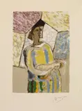 Georges Braque, La femme à la mandoline, Original-Farblithographie auf einem gefalteten Bogen Velin