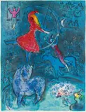 Marc Chagall, Kunstreiterin auf blauem Pferd, Original-Farblithographie auf Velin