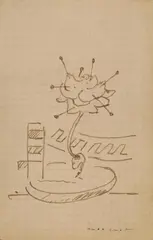 Explosion by Max Ernst, Braune Federzeichnung auf kariertem Halbkarton mit abgerundeten Ecken, sold May 2008
