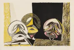 Masque by Max Ernst, Original-Farblithographie auf leicht genarbtem Velin, sold May 2008