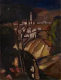 Dirk Filarski, Südliche Landschaft mit Dorf, Öl auf Leinwand