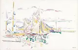Steg mit Segelbooten by Ivo Hauptmann, 1911, Watercolour and pencil drawing on chamois-coloured ribbed laid paper, sold May 2008
