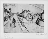 Erich Heckel, Kanal bei Ostende, Original-Radierung (Kaltnadel), tonig gedruckt, auf festem Velin