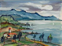 Franz Heckendorf, Seelandschaft, Aquarell auf festem Velin