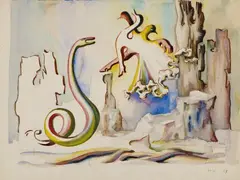 Marta Hegemann, Mirakel, Aquarell über Bleistift auf elfenbeinfarbenem festen, leicht genarbten Velin